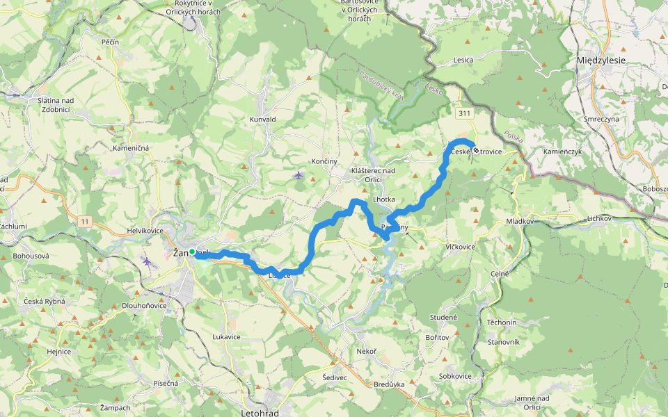 [Z] České Petrovice - Žamberk walking route map in Žamberk