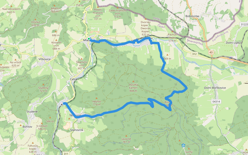 [Z] Mladkov - Těchotín walking route map in Mladkov