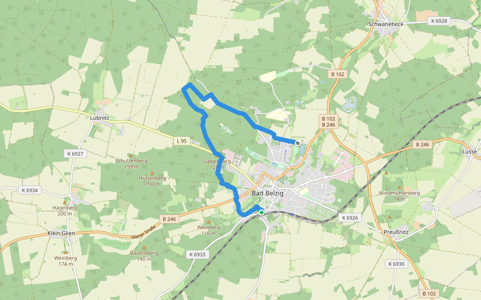 Terrainkurweg 05 walking route map in Bad Belzig