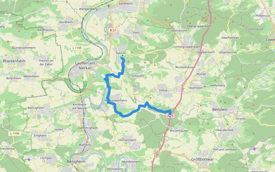 Württ. Weinwanderweg (Talheim - Winzerhausen) walking route map in Talheim