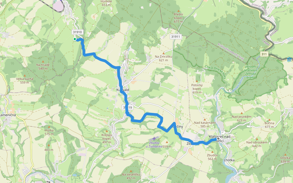 [M] Klášterec - Kunvald walking route map in Rokytnice v Orlických horách