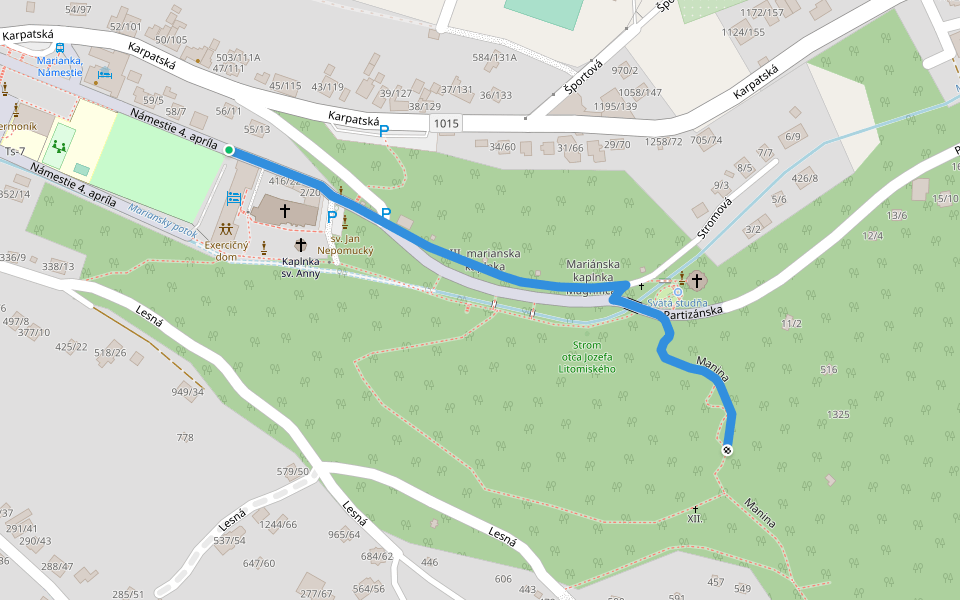 Krížová cesta Marianka walking route map in Marianka