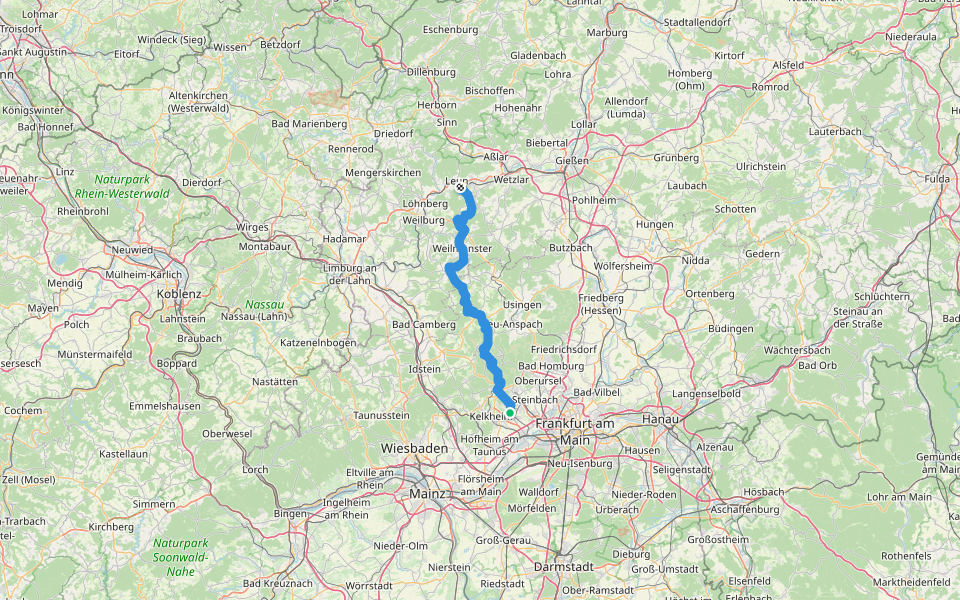 Taunusklub Route 007 walking route map in Bad Soden am Taunus