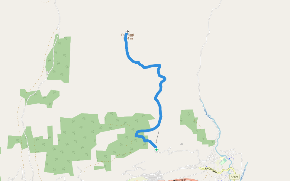 Fagreggi walking route map in Leikanger