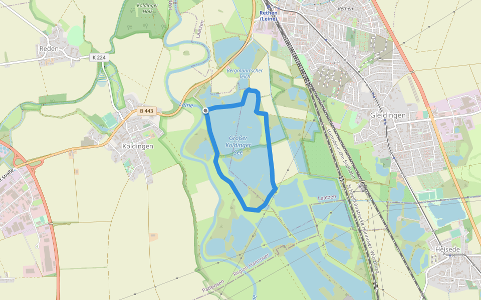 Koldinger-Seen-Weg walking route map in Pattensen