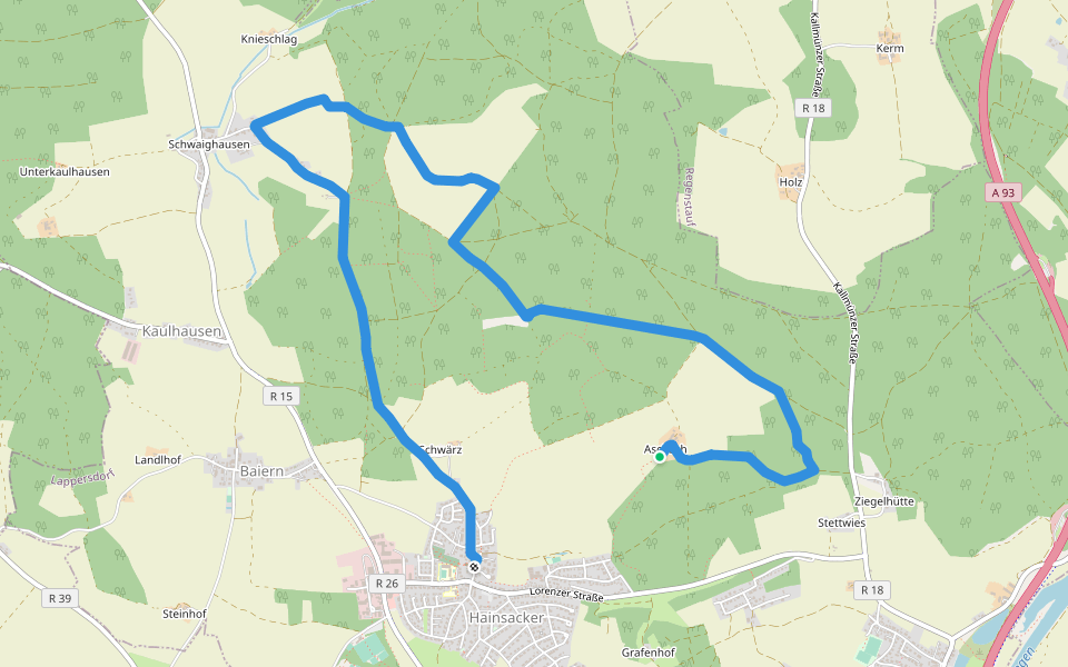 Besinnungsweg Hainsacker walking route map in Lappersdorf