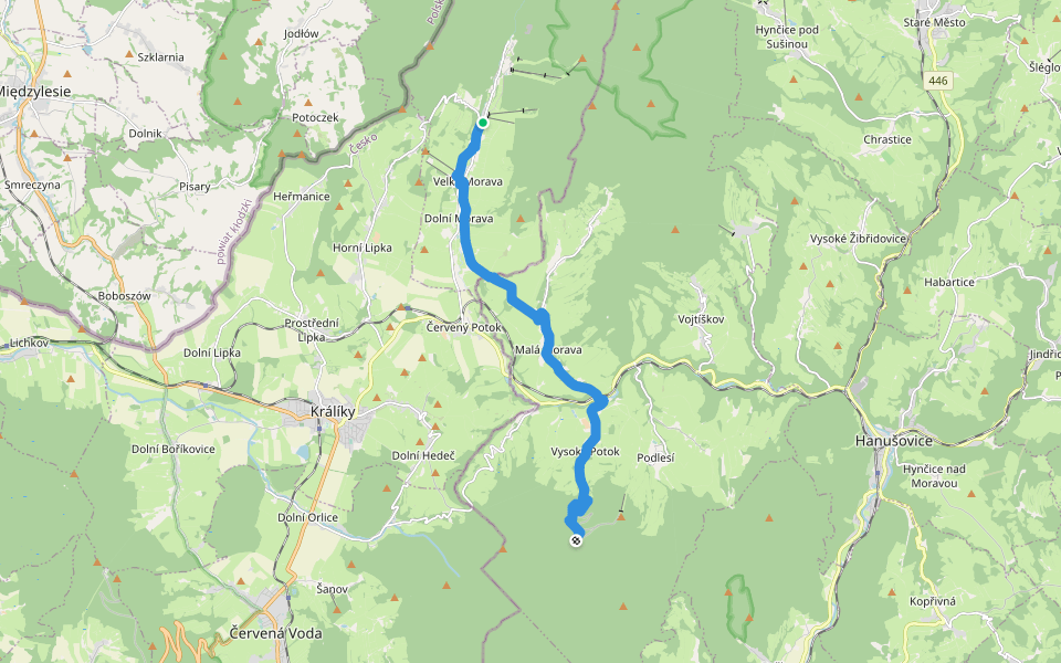(Z) Dolní Morava - Svatá Trojice walking route map in Dolní Morava