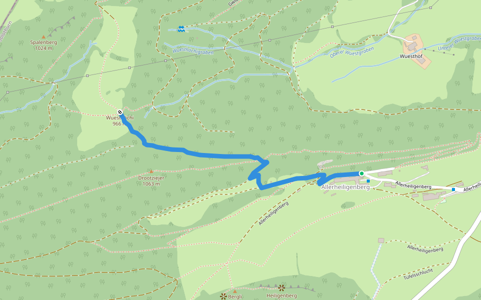 Allerheiligenberg - Wüesthöchi walking route map in Allerheiligenberg