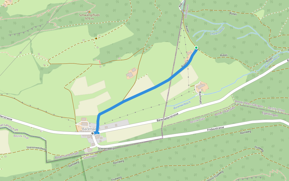 Rüteli - Bärenwil walking route map in Langenbruck