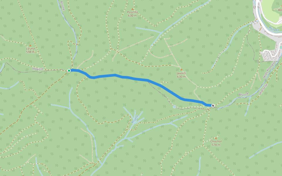 [Ž] Pod Lysinou - Pod Javorčím walking route map in Lukoveček
