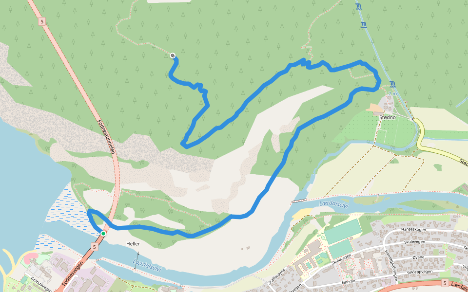Mjølkeflaten walking route map in Lærdalsøyri