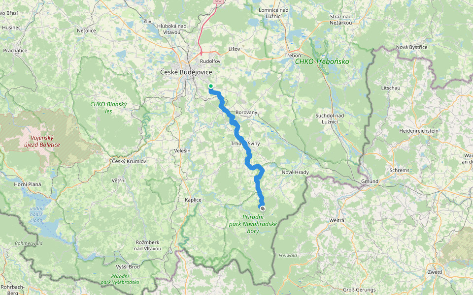 [M] Srubec - Trhové Sviny - Nad Liščím dolem walking route map in Srubec