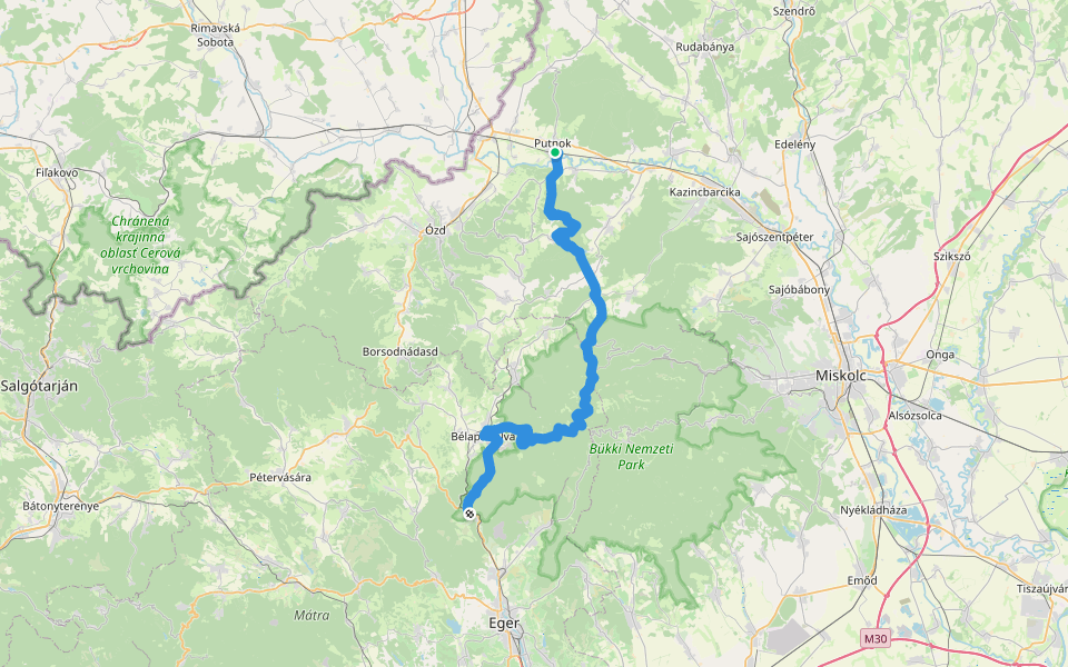K, OKT 23. (Szarvaskő – Putnok) walking route map in Putnok