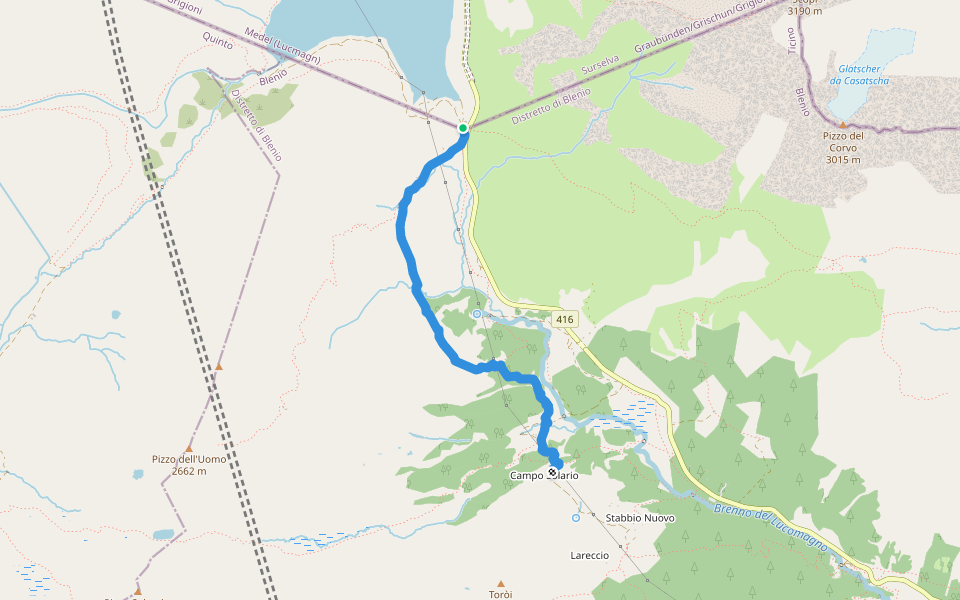 Sentiero naturalistico Lucomagno 7 walking route map in Platta