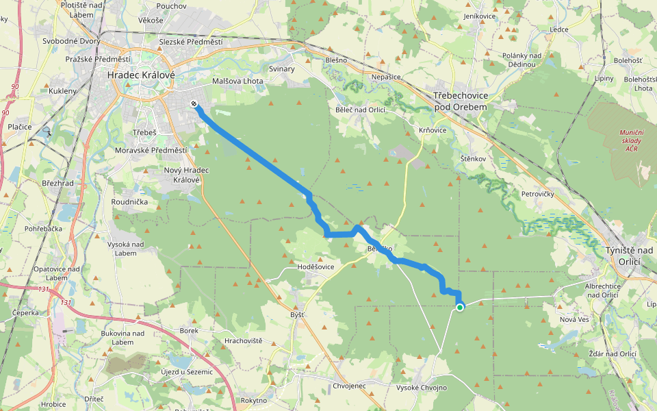 [M] Malšovice (MHD) - Homole (PR Buky) walking route map in Vysoké Chvojno
