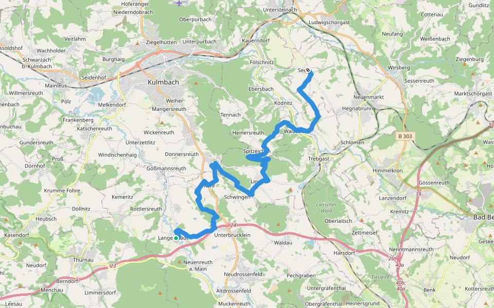 Maintäler-Verbindungsweg walking route map in Neudrossenfeld
