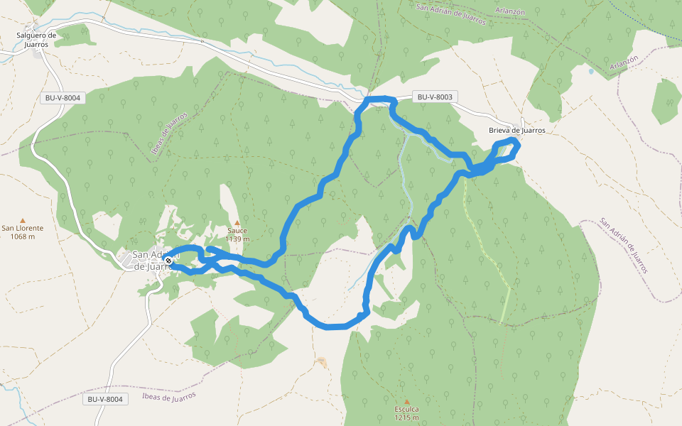 PRC-BU 56 Sendero Minero de Juarros walking route map in San Adrián de Juarros
