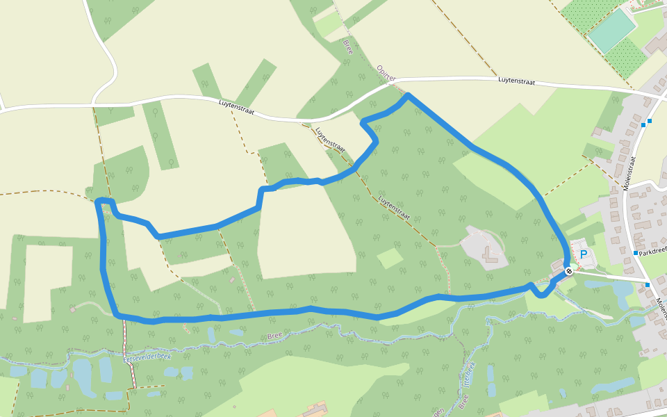 Itterdal Blauwe ruit walking route map in Bree