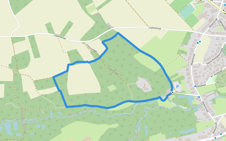 Itterdal Groene rechthoek walking route map in Bree