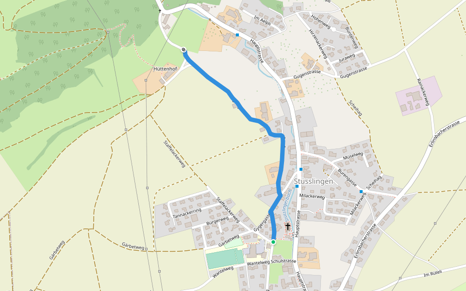 Stüsslingen - Hüttenhof walking route map in Stüsslingen