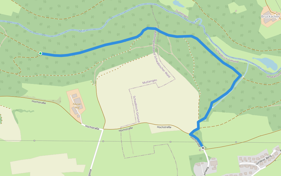 Mutlanger Rundwanderweg 1b walking route map in Mutlangen