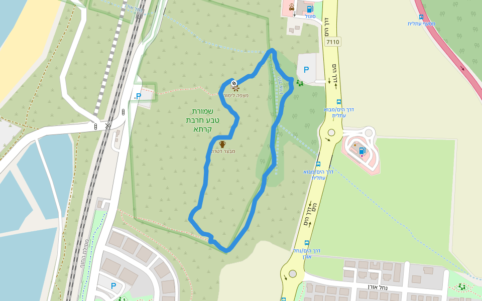 חורבת קרתא walking route map in Atlit