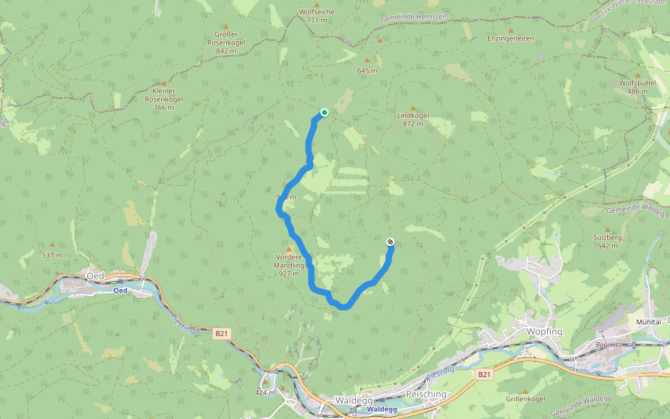 Über Vordere Mandling (Abstecher vom 01A) walking route map in Neusiedl