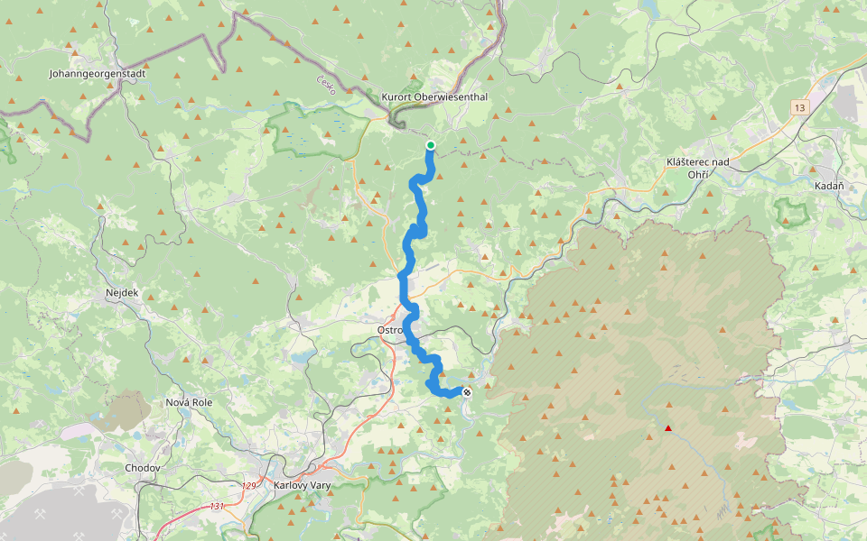 [Ž] Klínovec - Radošov walking route map in Loučná pod Klínovcem