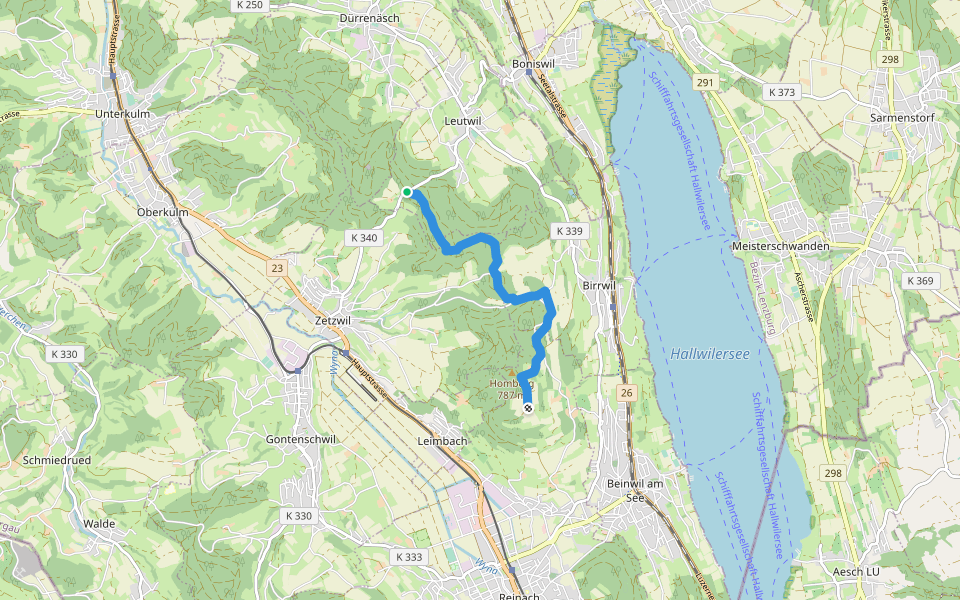 Homberg - Wampfle walking route map in Leutwil
