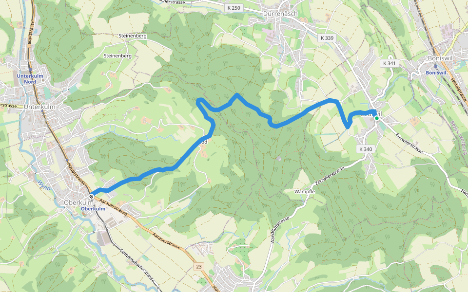 Oberkulm - Leutwil walking route map in Leutwil