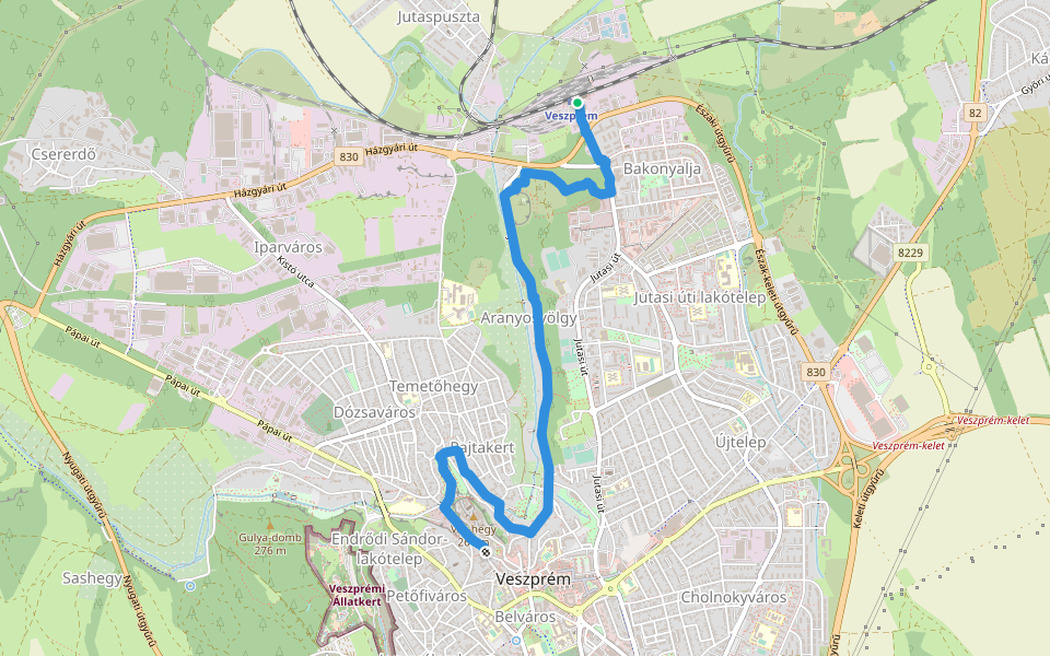 Z (Veszprém vá. – Jókai utca) walking route map in Veszprém