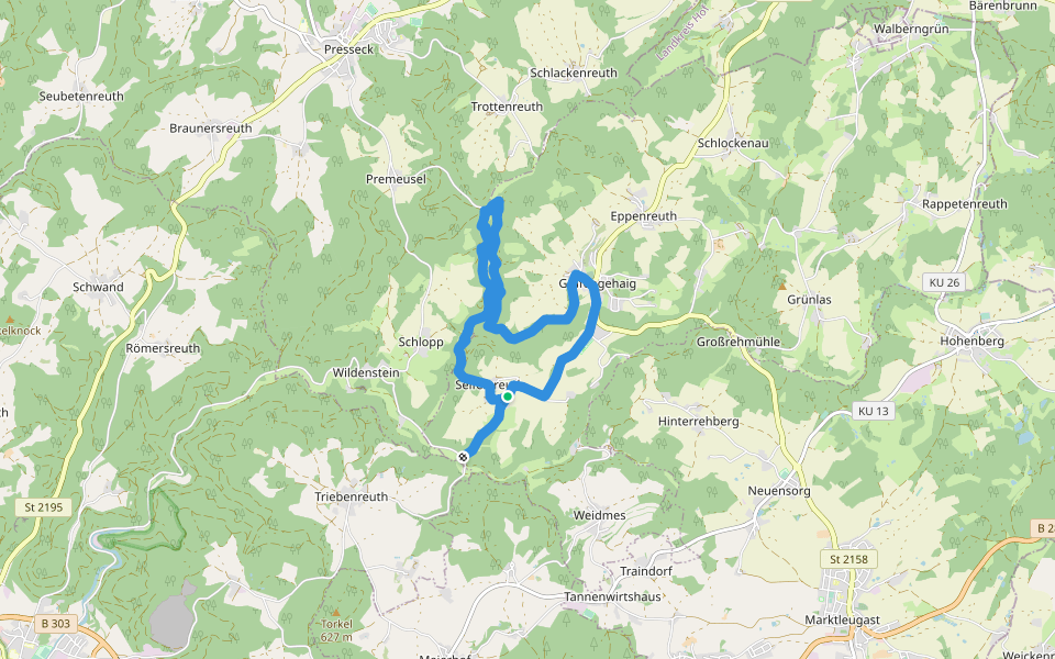 Schlackenmühl-Weg KU 62 walking route map in Grafengehaig