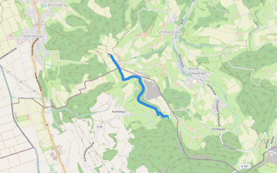 Nütziweid - Chare walking route map in Walde