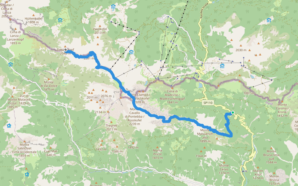 CAI High Route Pontebba walking map