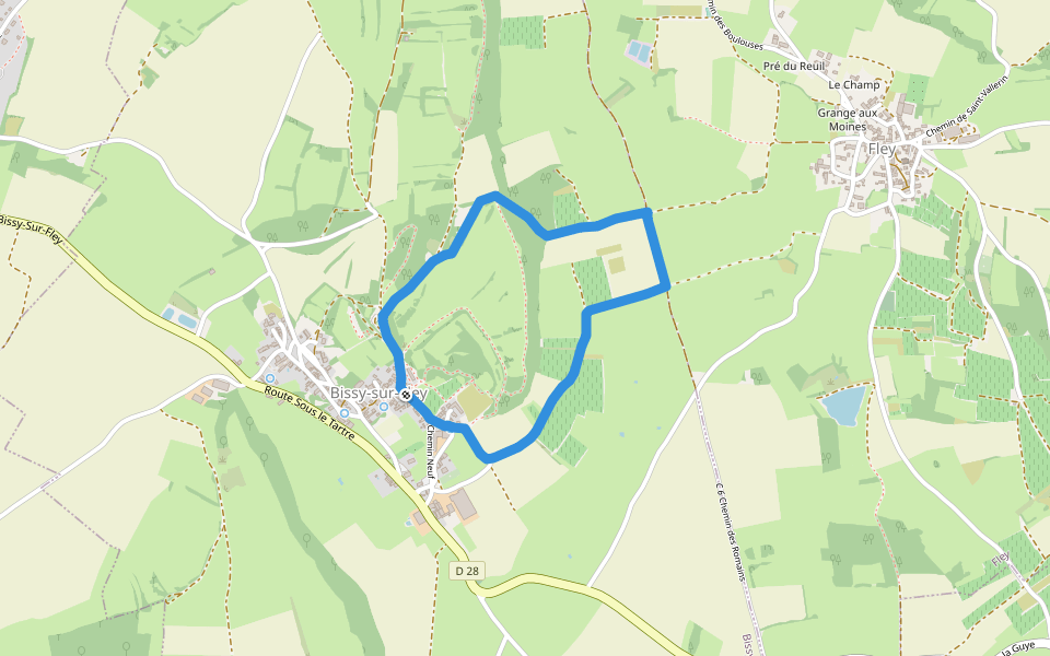Chemin de Choupierre walking route map in Bissy-sur-Fley
