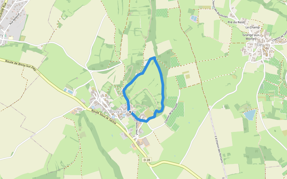 Sentier Botanique walking route map in Bissy-sur-Fley