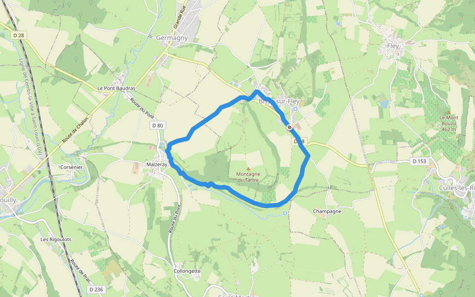 Sentier de Chemin de Fer walking route map in Bissy-sur-Fley