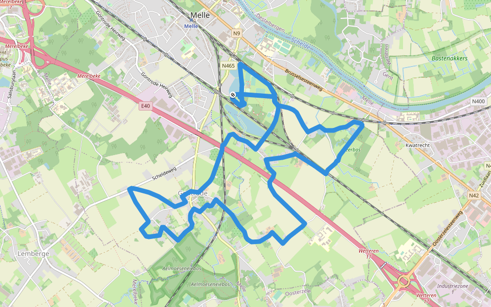 Gondepad walking route map in Melle