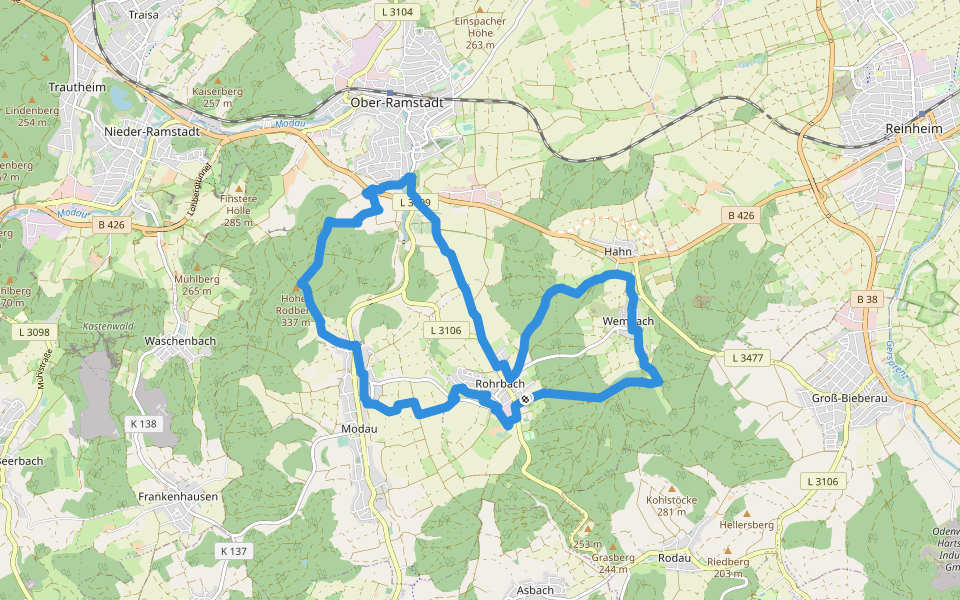 Ortsrundwanderweg Ober-Ramstadt 5 walking route map in Ober-Ramstadt
