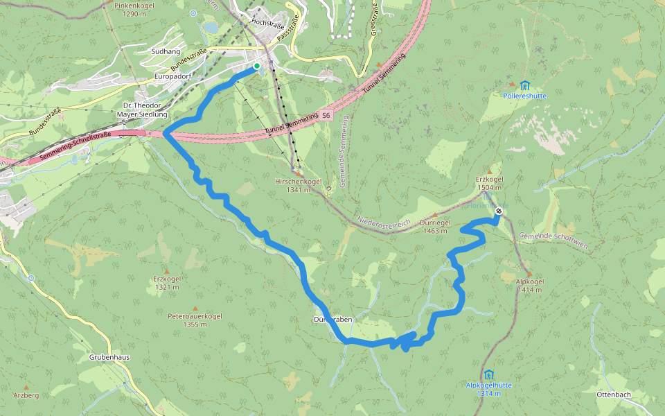 Semmering - Sonnwendstein über Dürrgraben walking route map in Steinhaus am Semmering