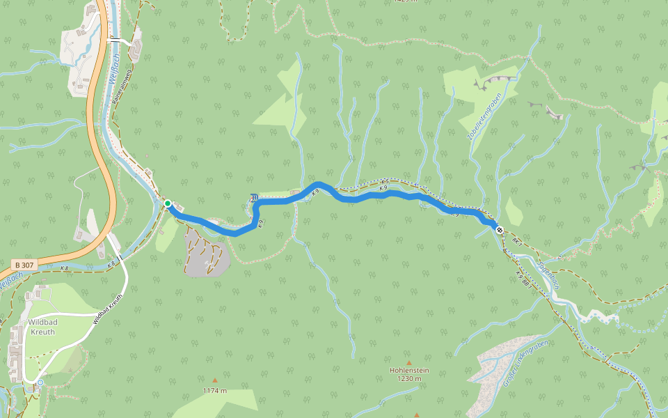 AV-Weg 616 walking route map in Kreuth