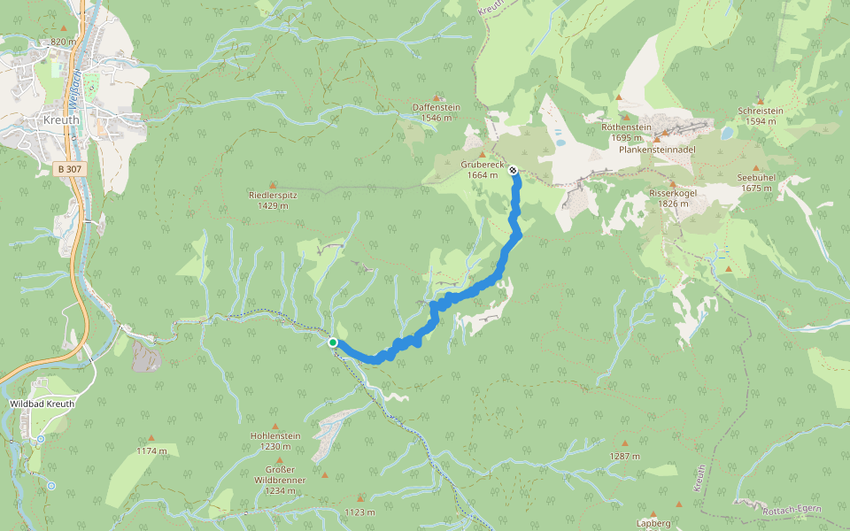 AV-Weg 616a walking route map in Kreuth