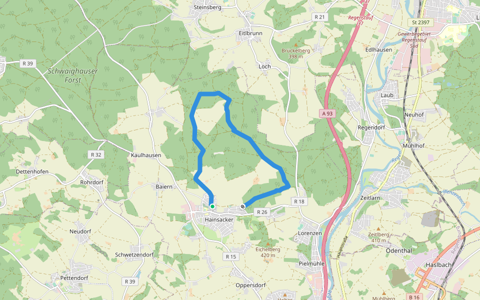 IVV (blau) walking route map in Lappersdorf