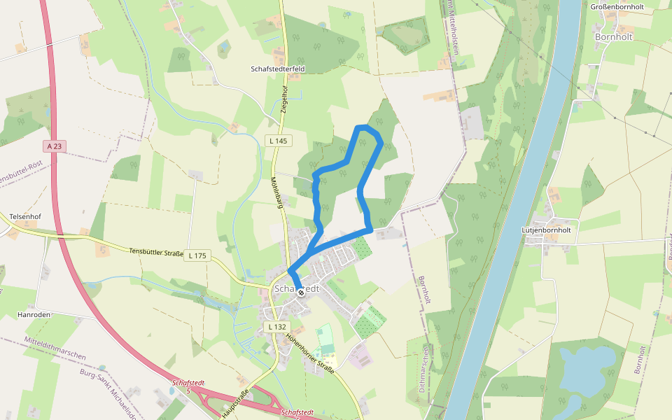 Wanderweg 1 walking route map in Schafstedt