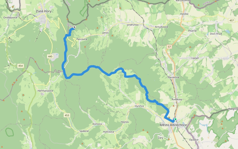 [Ž] Albrechtice - Petrovy boudy walking route map in Město Albrechtice