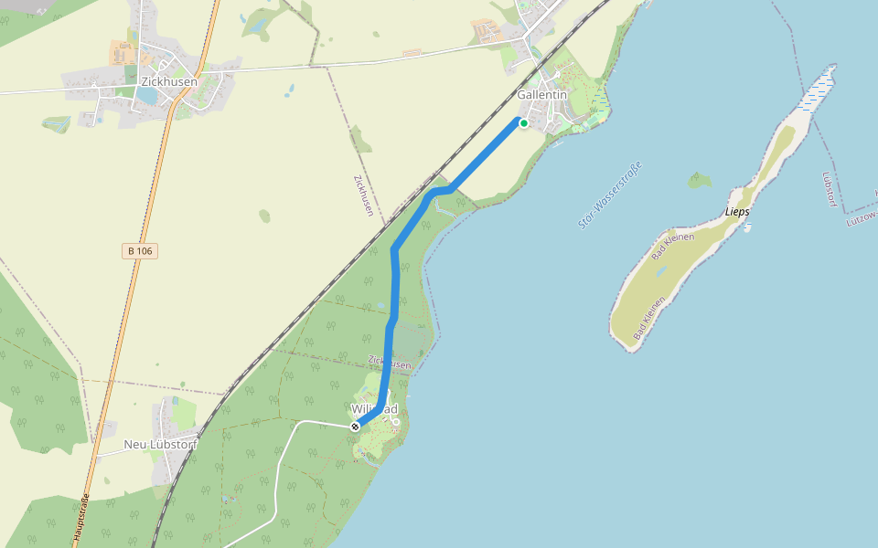 Wiligrad - Gallentin walking route map in Bad Kleinen