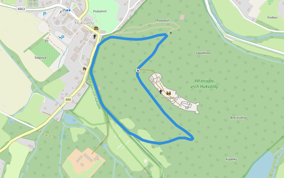 Naučná stezka Hradní vrch walking route map in Hukvaldy