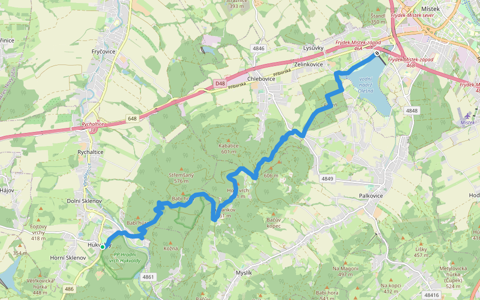 Naučná stezka Hůrky walking route map in Hukvaldy