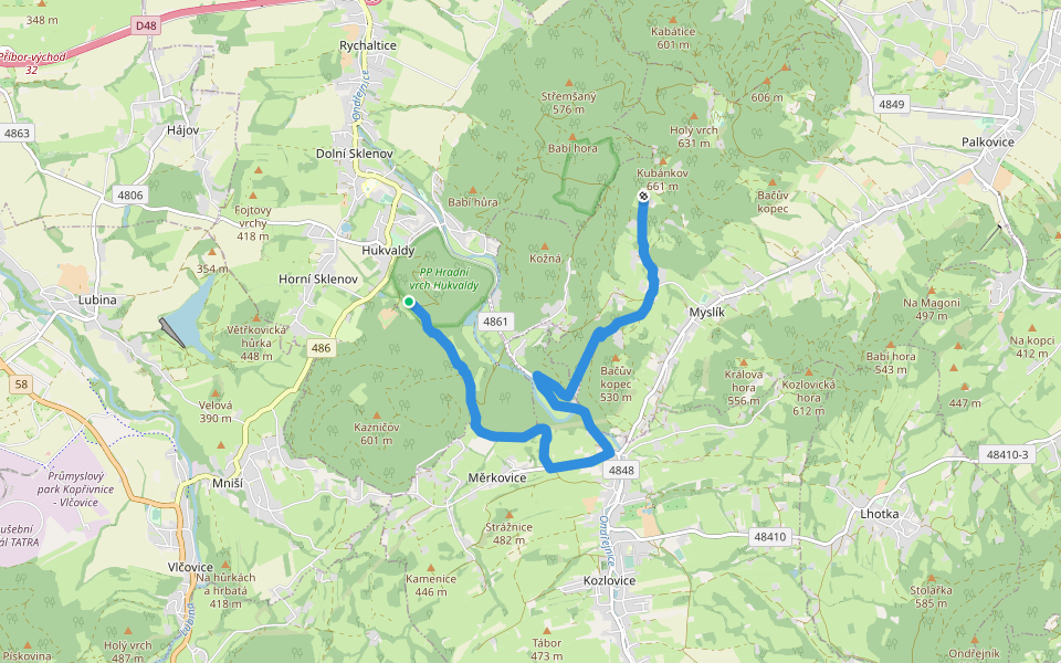 Naučná stezka Janáčkův chodníček walking route map in Hukvaldy