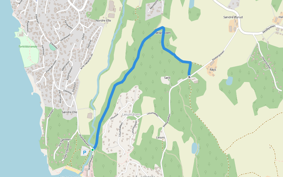 Røis - Skiphelle walking route map in Drøbak